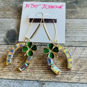 Betsey Johnson Lucky Horseshoe St Patrick Day Earrings
